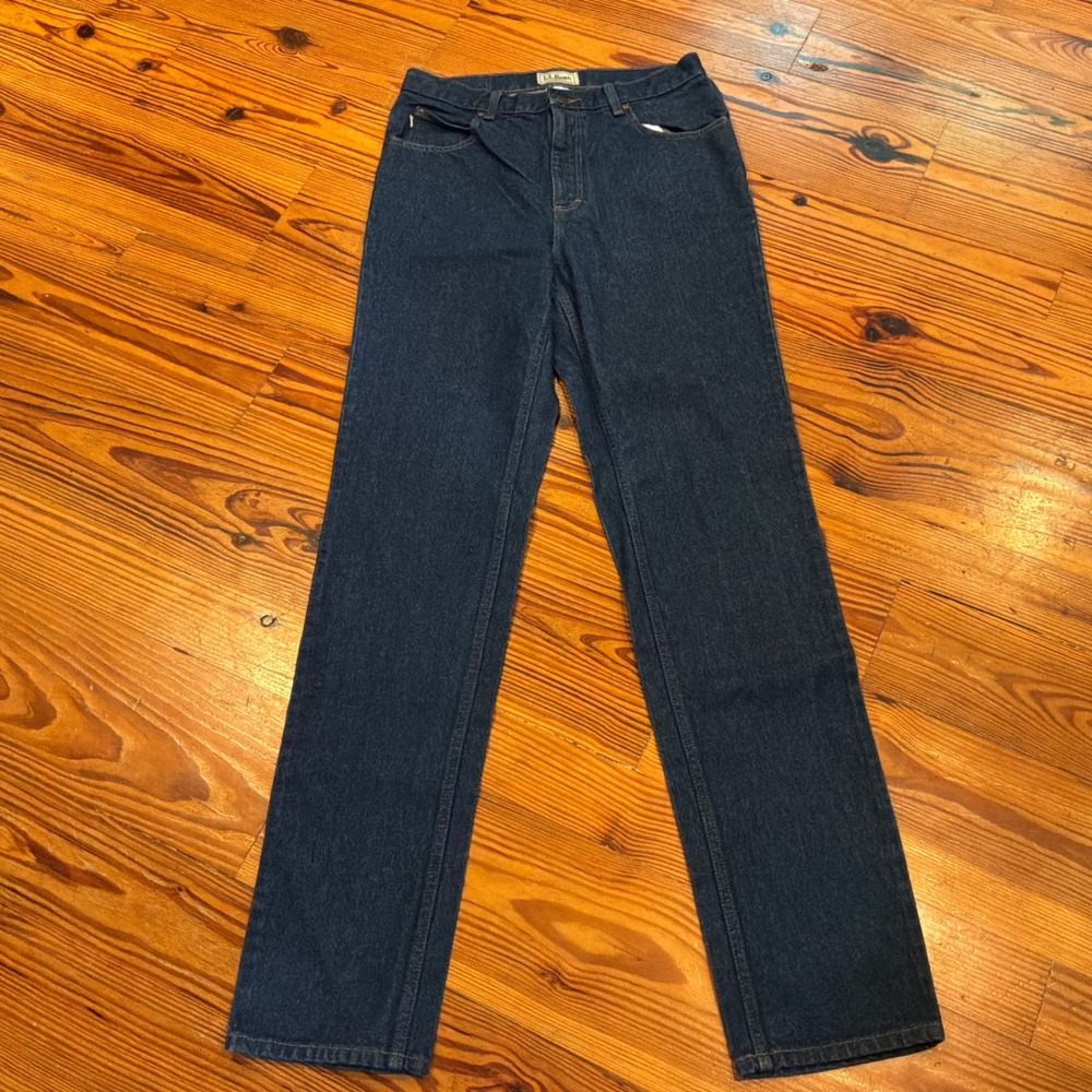 LL Bean Mens Classic Fit Jeans 31x36 Dark Indigo Blue Straight Leg 100% Cotton